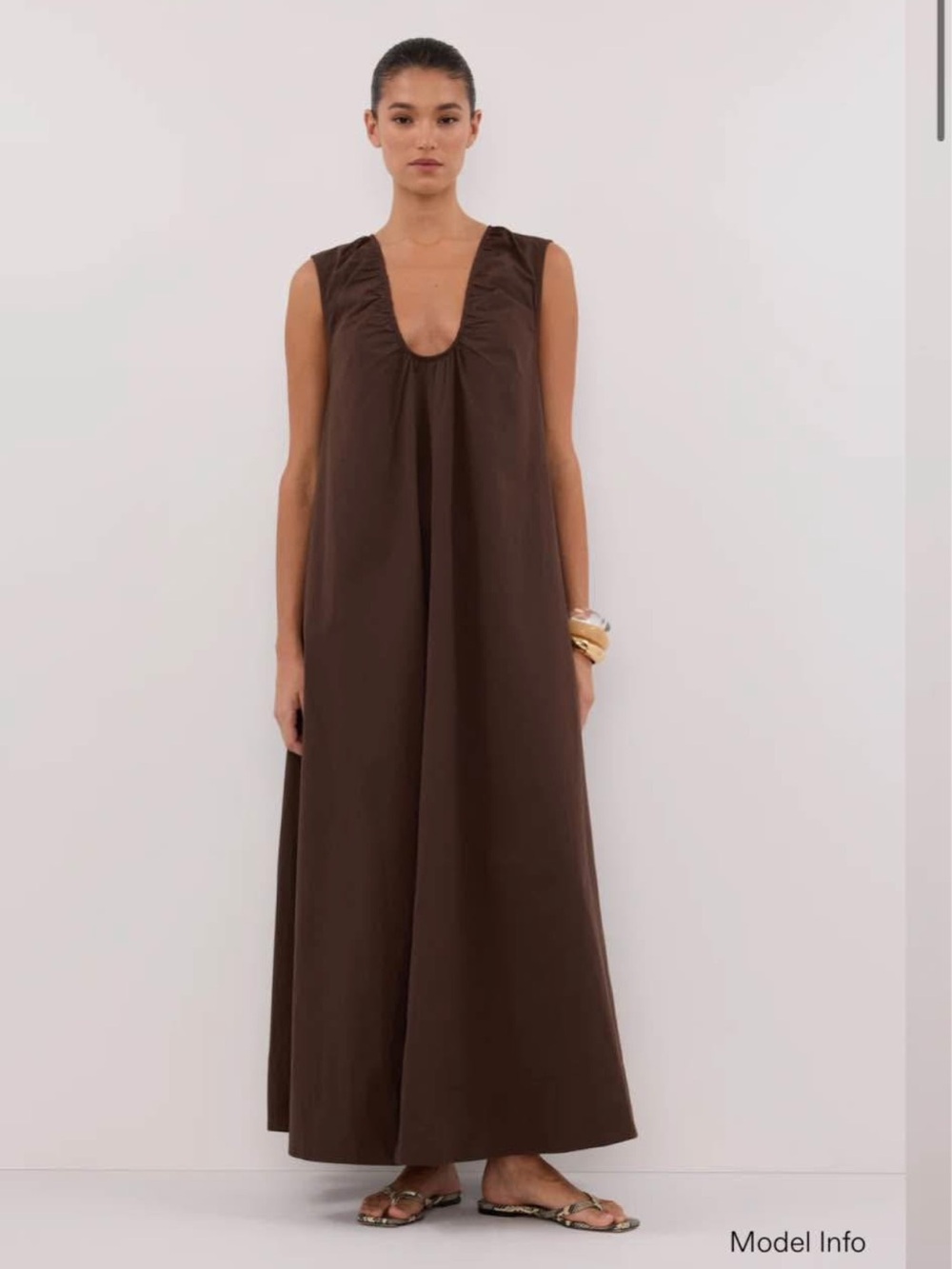 Dissh Gabby Bitter Choc Oversized Cotton Midi Dress Brown Cotton Maxi Dress